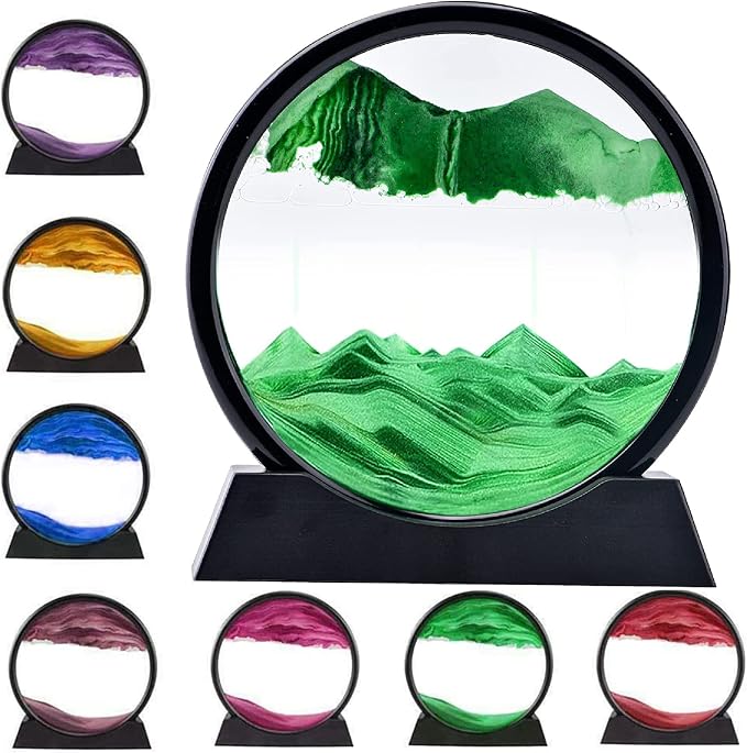 rysnwsu 3D Dynamic Sand Art Liquid Motion, Moving Sand Art Picture Round Glass by rysnwsu