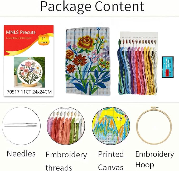 Zhenqing Pink Floral Bouquet Cross Stitch Kit - Image 4