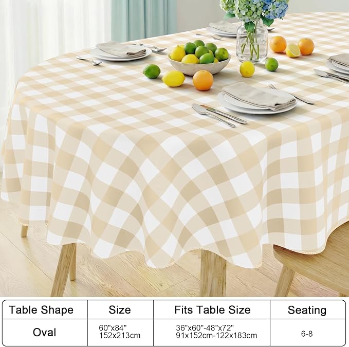 Smiry Oval Table Cloth, Waterproof Vinyl Tablecloth - Image 7