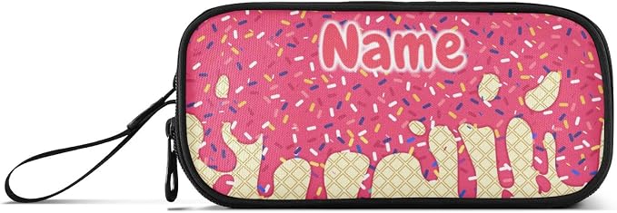 Custom Red Ice Cream Print Pencil Case Box Boys Girls Personalized Name Large - Image 6