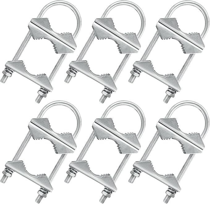 Double Antenna Mast Clamp V Jaw Block with U Bolts, Heavy Duty Mast to Mast Mount Bracket Kit for Outdoor Antenna 6 Sets