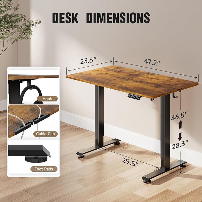 Veken 47.2 Inch Large Electric Standing Desk, Gaming Table, Suit students - Image 3
