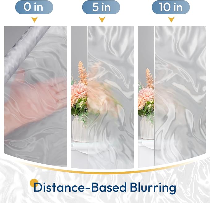 rabbitgoo Frosted Glass Window Privacy Film, Wave Pattern, 23.6" x 157.4" | - Image 7