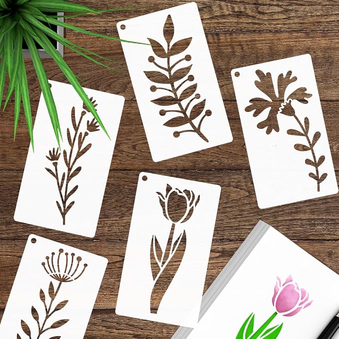 50 PCS Flower Stencils for Crafts Reusable Flower Stencils for Painting on Wood - Image 4