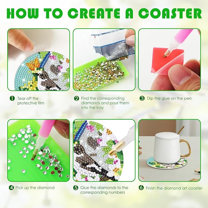Cumule 8 Pcs Bird Diamond Art Coasters Kits - Image 3