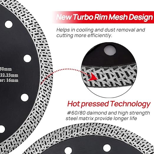 DT-DIATOOL 6 Inch Diamond Granite Blade for Marble Porcelain Tile Ceramic, Pack of 2