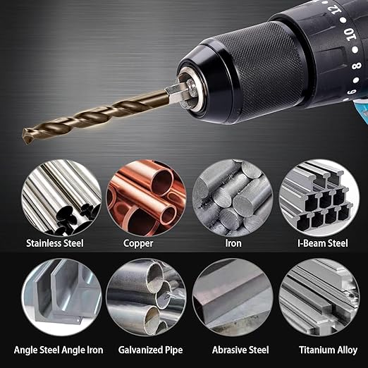 Hex Shank Cobalt Drill Bit Set for Metal and Hardened Steel, 13Pcs 1/16"-1/4" M35 HSS Twist Drill Bits for Impact Driver, with Index Holder