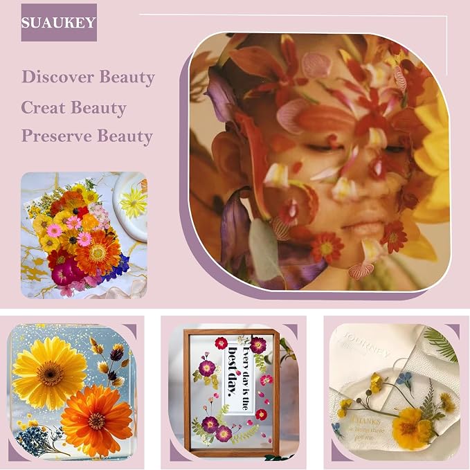 76 Pcs Orange Dried Pressed Flowers - Image 3