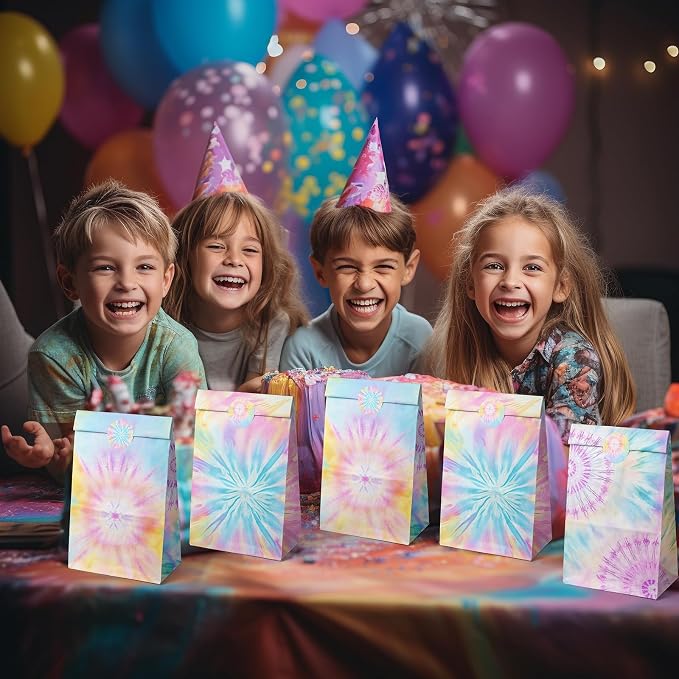 Tie Dye Party Favor Bags – 24 Pcs Pastel Gift Bags - Image 7