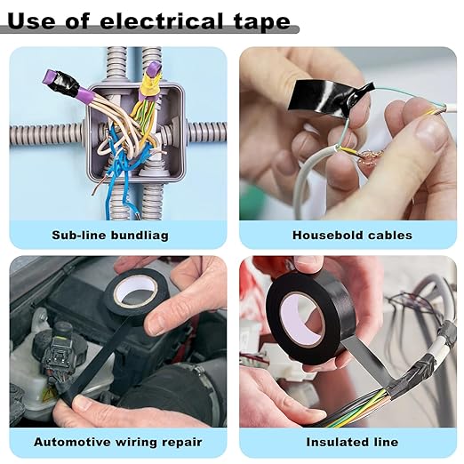 Romeda 9 Pack Electrical Tapes, Electrical Tape Water, Sun, and Oil Resistant, Electrical Tape is Suitable for Most Domestic, Commercial, and Industrial environments - Black