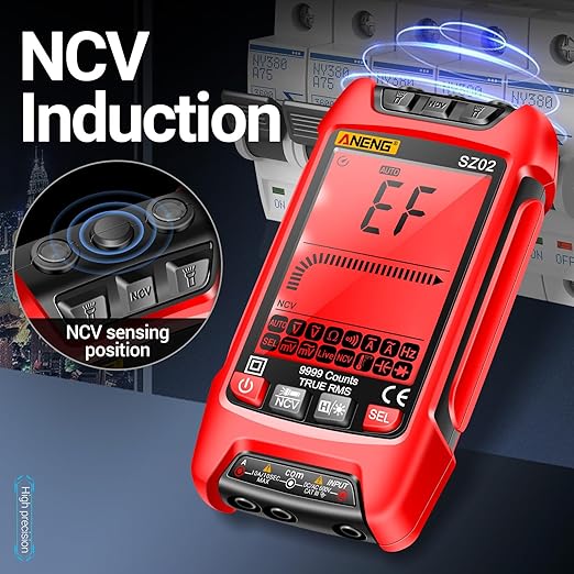 ANENG Multimeter,TRMS 9999 Counts Voltage Tester,Auto-ranging Ohm Amp Volt Meter Measures AC/DC Current,Voltage,Resistance,Continuity,Capacitance,diodes, NCV,Anti-Burning Electrical Tools