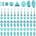 PH PandaHall 96pcs Stone Cabochons, 8 Shapes Blue Texture Gemstone Tiles Column by PHPandaHall