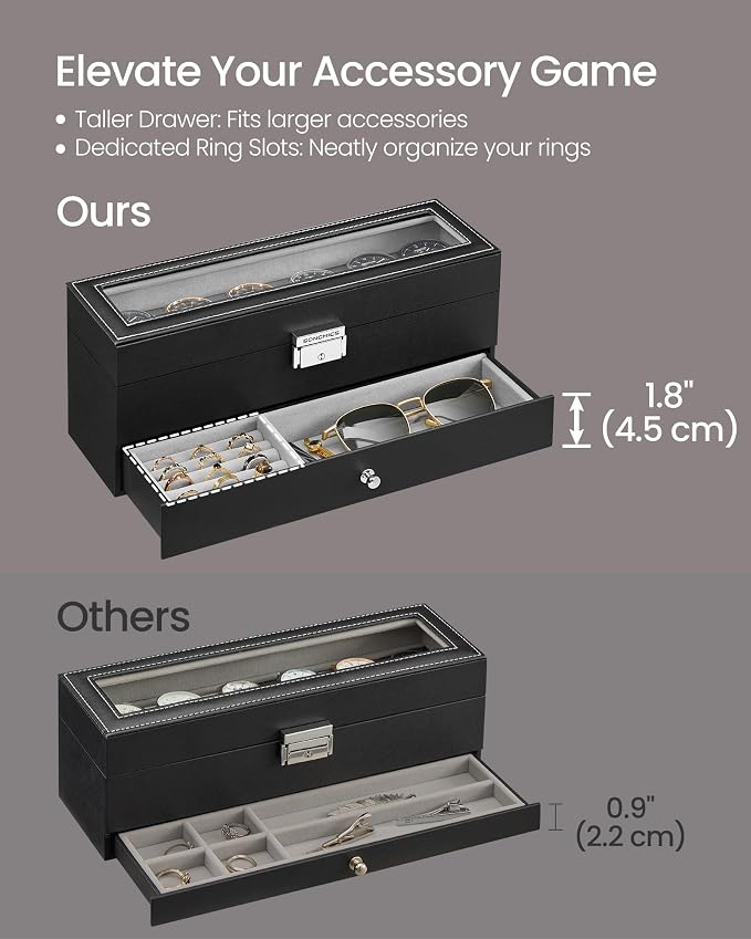 SONGMICS Watch Box, 6-Slot Watch Case Organizer - Image 6