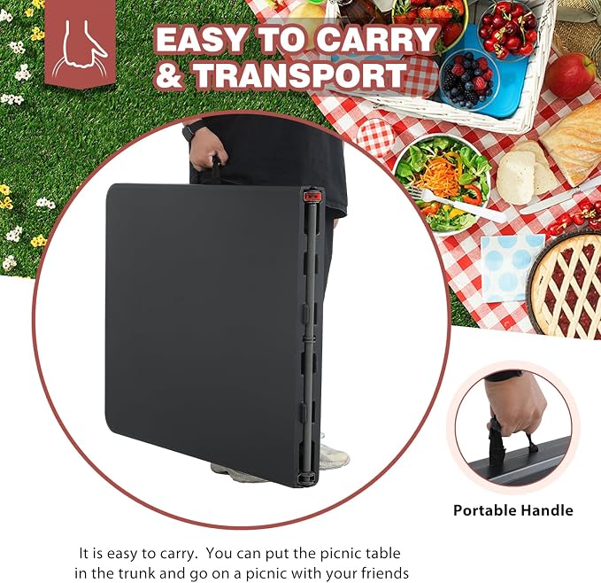FDW Folding Half Portable Foldable Table - Image 7
