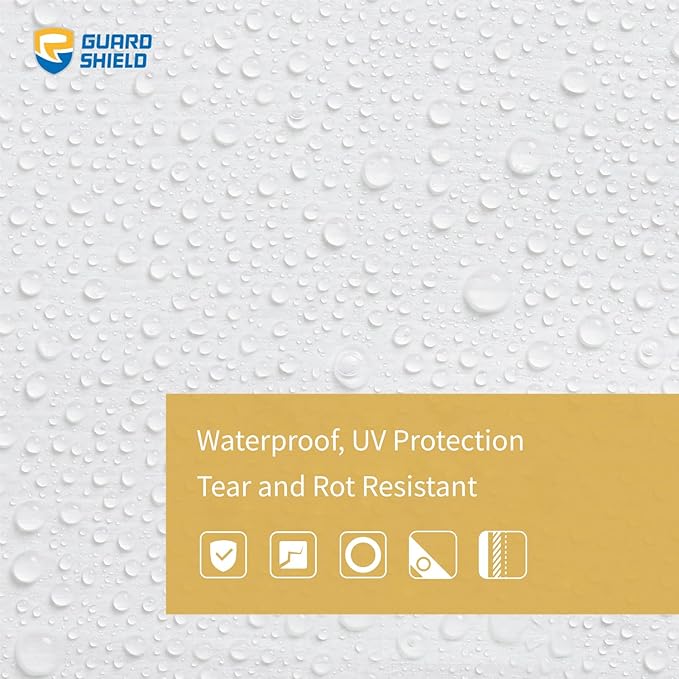 GUARD SHIELD Super Heavy Duty White Ploy Tarp Cover 6x8 Feet Waterproof Tarps16mil Thick UV and Tear Resistant Tarpualin