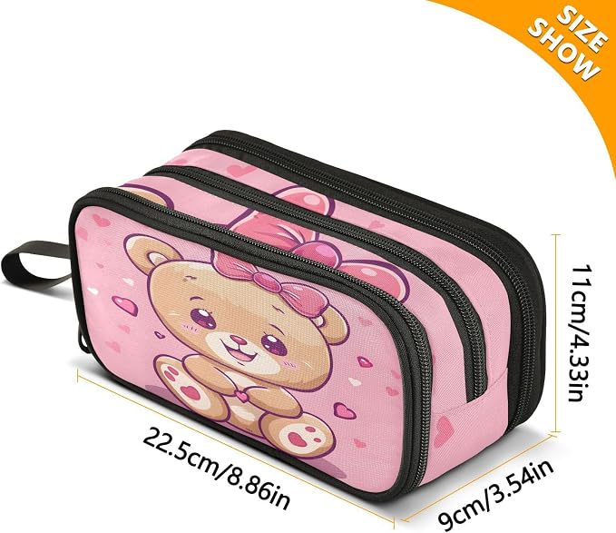 Cute Bear Pencil Case Box Boys Girls Large Pencil Pouch - Image 4