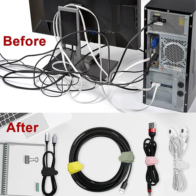 50Pcs Silicone Cable Ties Cord Organizer - Image 5