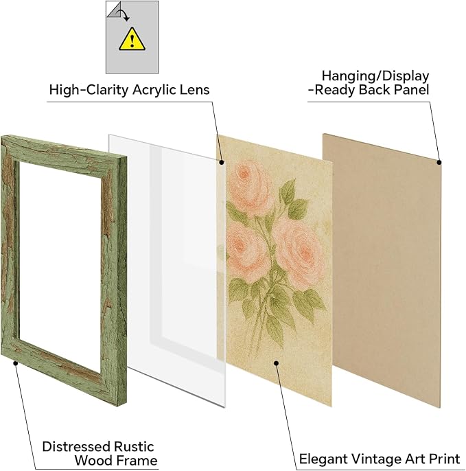puthiac 5x7 Rustic Farmhouse Picture Frame, Weathered Green, 1 Pack | - Image 2
