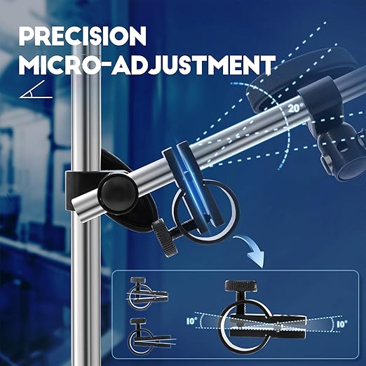 Dasqua Magnetic Base, Adjustable Stand with Fine Adjustment Holder for Dial Indicator, 3/8" Clamping Hole, Strong Pull Force 220lb/100kg