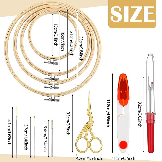 Mudder 53 Pieces Cross Stitch Tool Embroidery Starter Kit Includes Bamboo - Image 3