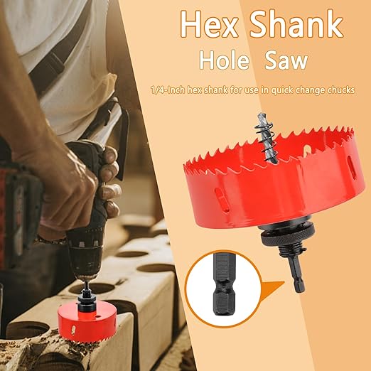 Hole Saw Heavy Duty bit Hex Shank,Hole Saw HSS with Arbor Bi-Metal & Heavy Duty Hole Saw Cutter for Wood Corn Hole Boards Plastic Drywall (φ76)