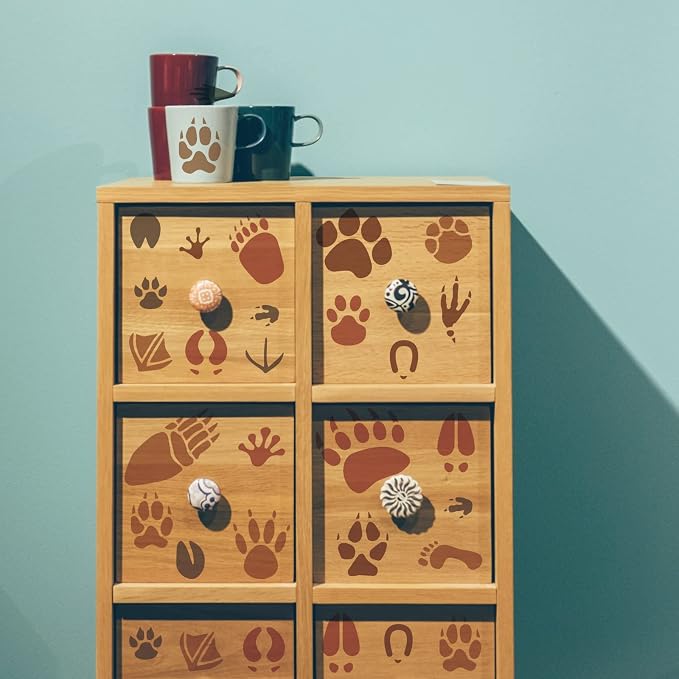 INFUNLY Paw Print Stencils for Painting 11.8" Animal Footprint Wall Stencil - Image 2