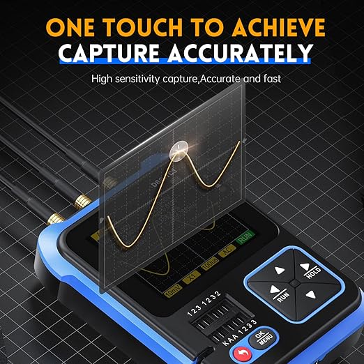 FNIRSI DSO-TC3 Oscilloscope - 3-in-1 Handheld Oscilloscope & DDS Signal Generator & Transistor Tester, 500Khz Bandwidth 10MSa/s Sampling Rate, 6 Types of Waveforms, Transistors Measure