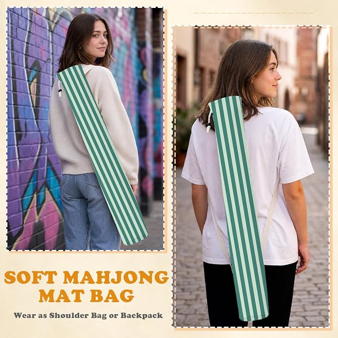 Green Striped Mahjong Mat Bag - Image 7