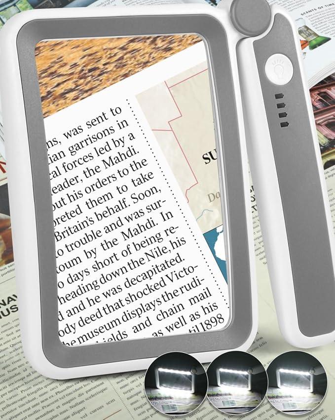 AKKYCVS Magnifying Glass with Light, Rechargeable 5X Large Page Magnifier by AKKYCVS