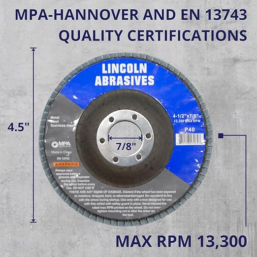 20 Pack Flap Discs 40 Grit 4.5" x 7/8" Sanding Wheels