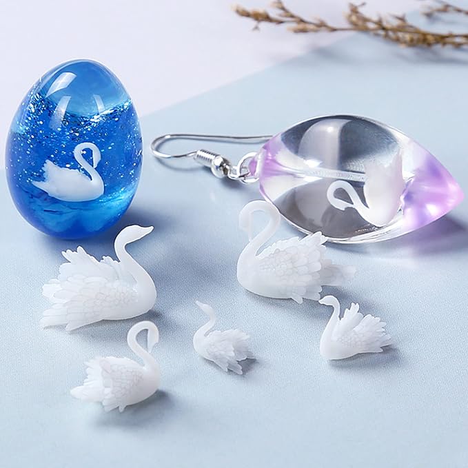 Woohome 14 PCS 3D Jewelry Making Supplies Resin Mould Filler, Mini Swan - Image 6