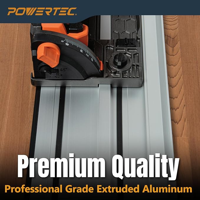POWERTEC 55" Track Saw Guide Rail for Ridgid Track Saws | Perfect for Repeatable Rip Cuts & Crosscuts | Extruded Aluminum Guide Rail for Optimized Bevel & Straight Cuts (71988)