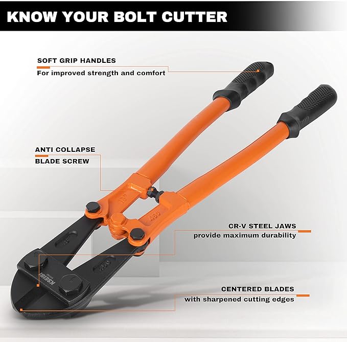 KSEIBI 141590 Heavy-Duty Large Bolt Cutter 30" for Cutting Fence, Steel Wire, Chain, Screws, Rivet, Padlock, and Metal Rods with Soft Grip Rubber Ergonomic Handle Cutters