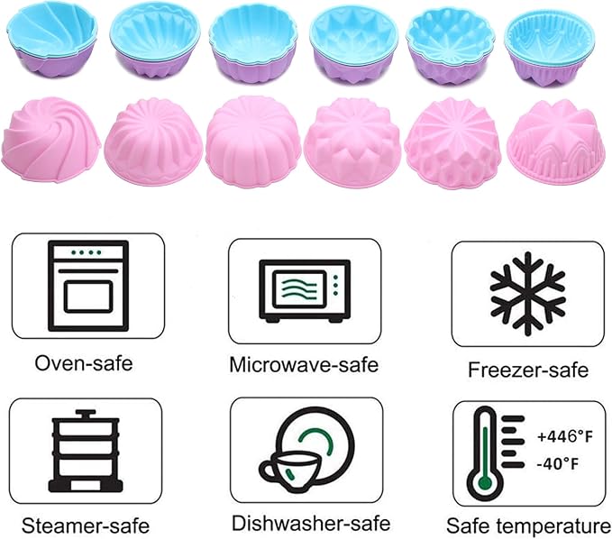 To encounter Silicone Cupcake Baking Cups, Food Grade Non-Stick Muffin Liners - Image 5