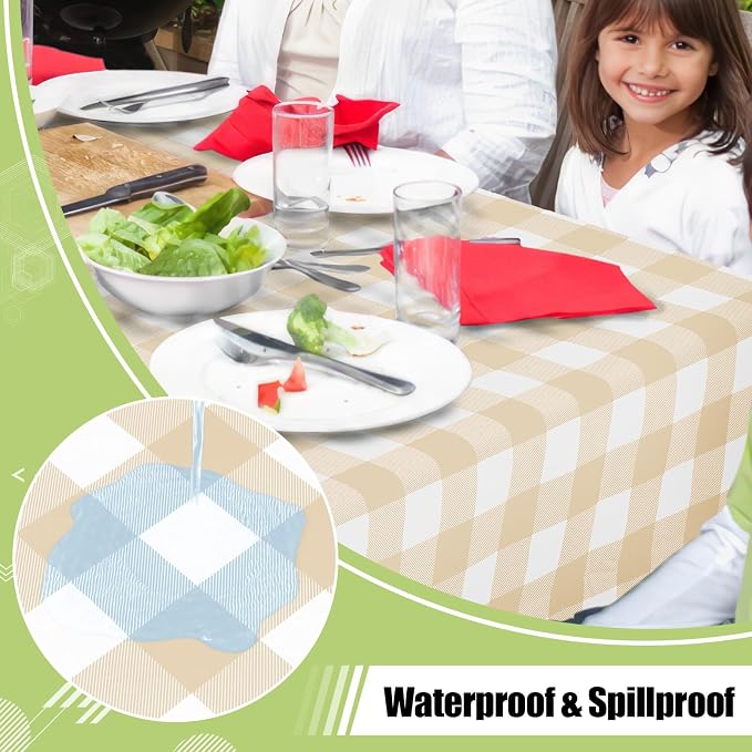 Smiry Rectangle Table Cloth, Waterproof Vinyl Tablecloths - Image 2