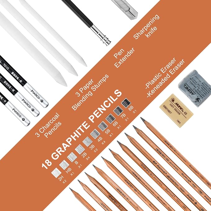 YunQiDeer Drawing Pencils, Art Supplies Sketch Pencils Kit - Image 2