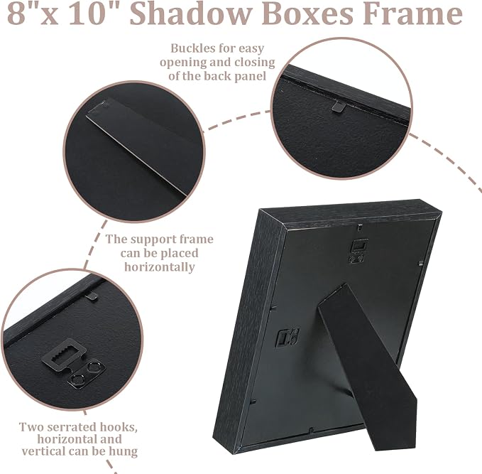 4 Pack 8 x 10 Shadow Box Frame, Shadow Boxes Display Cases 3D Wood Deep - Image 4