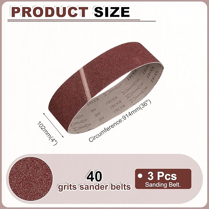 HARFINGTON 4 x 36 Inch Sanding Belts, 10 Pcs 40 Grits Aluminum Oxide Abrasive Belt Sander File Belt for Woodworking, Metal Polishing, Knife Sharpener