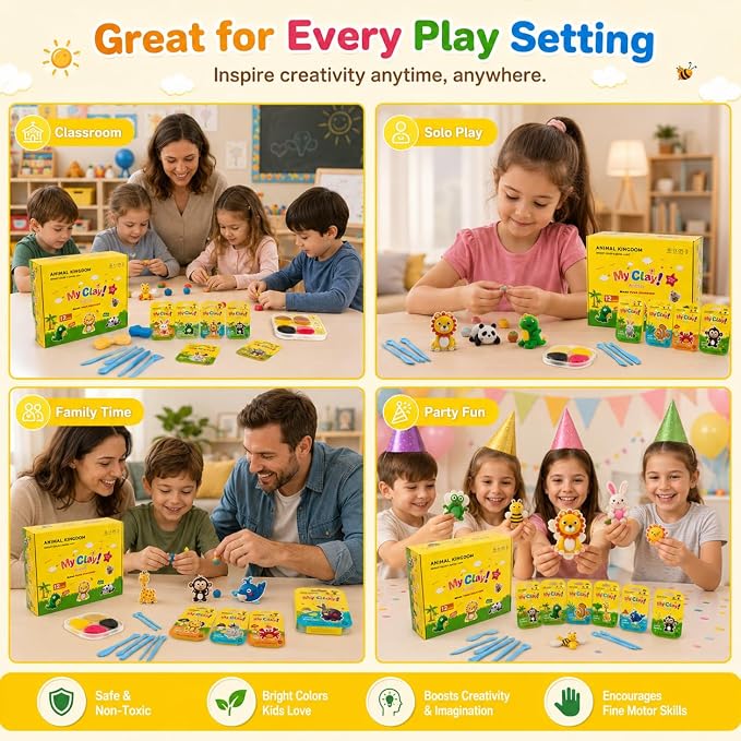 Air Dry Clay Kit, 12 Animals Kingdom Modeling Clay - Image 9