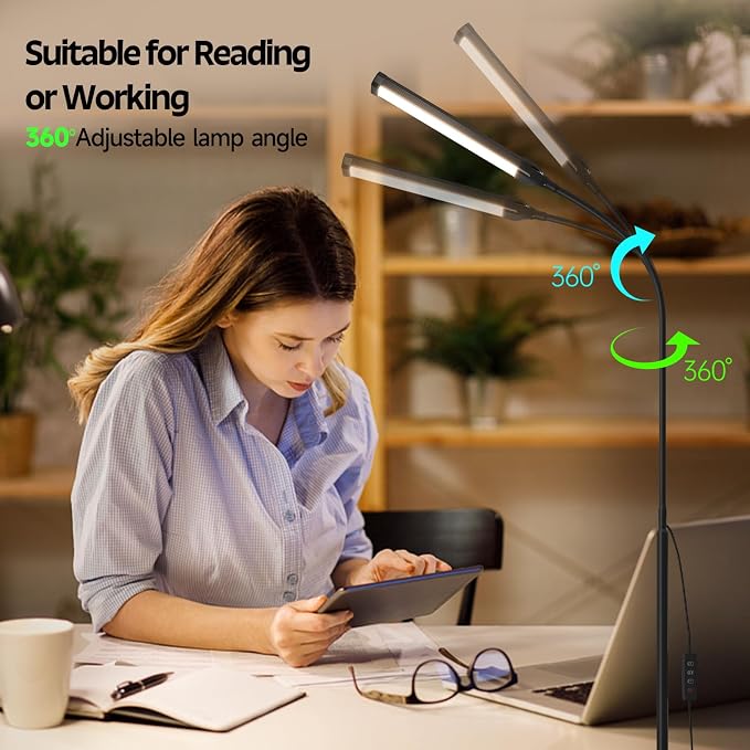 Aisutha LED Floor Lamp, Reading Lamps Adjustable Stepless Colors & Brightness - Image 4