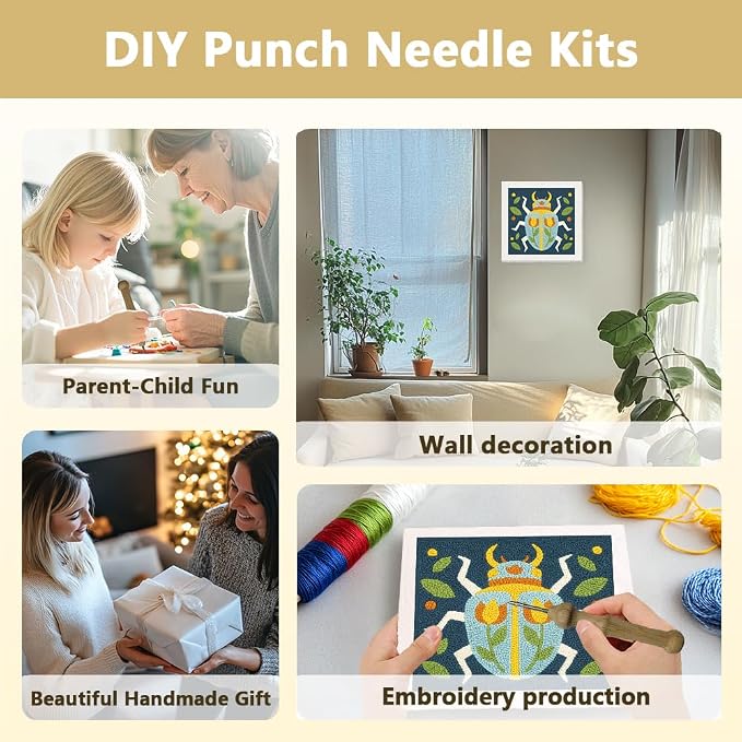 Doodlream Beetle DIY Punch Needle Embroidery Kit - Image 4
