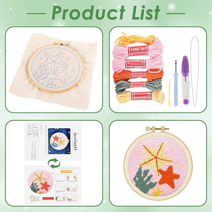 ERKOON Punch Needle Kit Adults Beginners, DIY Easy Sea Animals Embroidery Set - Image 2