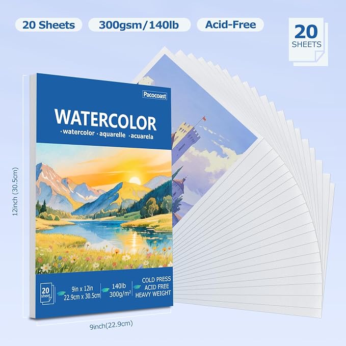 Pacocoast Watercolor Paper Pads, 20 Sheets. Perfect - Image 2