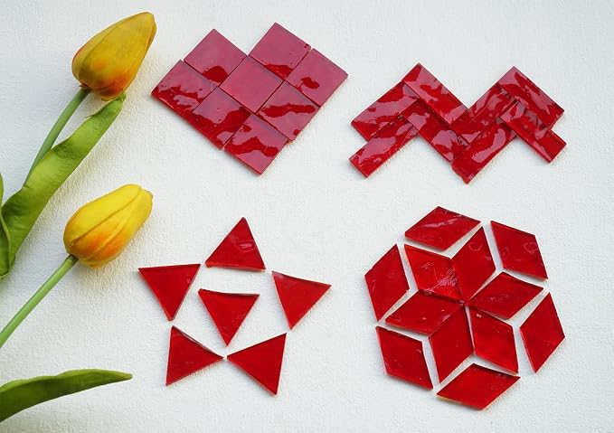 Transparent Textured Stained Glass Pieces, 200G Vibrant 4 Shapes Mosaic Tiles - Image 3