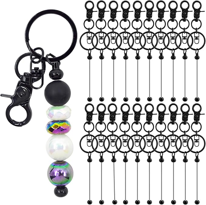 60 Pcs Beadable Keychains Bulk Kit – DIY Keychain Making Supplies by DNLEGULI
