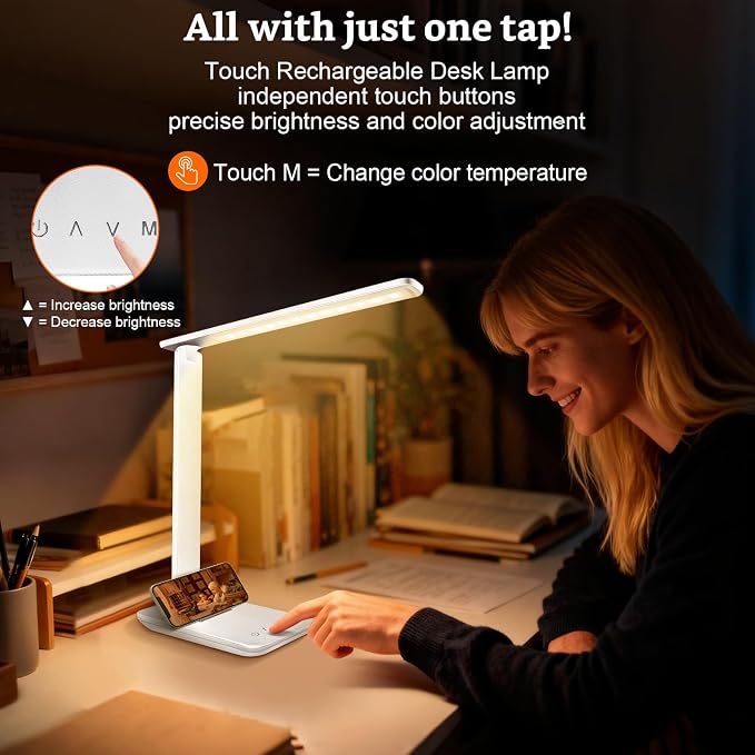 LED Portable Bright Rechargeable Desk Lamp, 4000mah Dimmable Touch Battery - Image 6