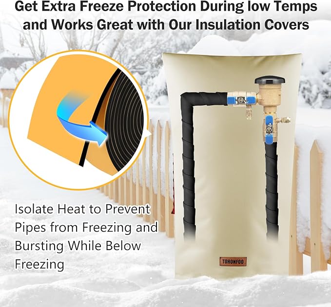 Pipe Insulation Tape, Outdoor Water Pipe Insulation Wrap, Foam Insulation Tape for Outdoor Pipes Winter Freeze Protection, Heat Tape for Water Pipes, Copper Pipes, PVC, AC Line, 4in x 15ft, Black