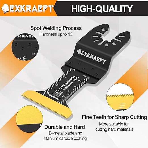55 PCS Oscillating Saw Blades, Professional Universal Titanium Oscillating Tool Blade for Metal Nails, Wood and Plastic, Multi Tool Blades Kits Fit Dewalt Milwaukee Ryobi Rockwell Fein