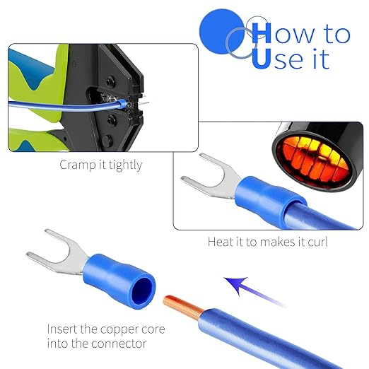 BokWin SV1.25-4S 22-16AWG Blue Insulated Fork Spade Wire Connector Electrical Crimp Terminal 500Pcs
