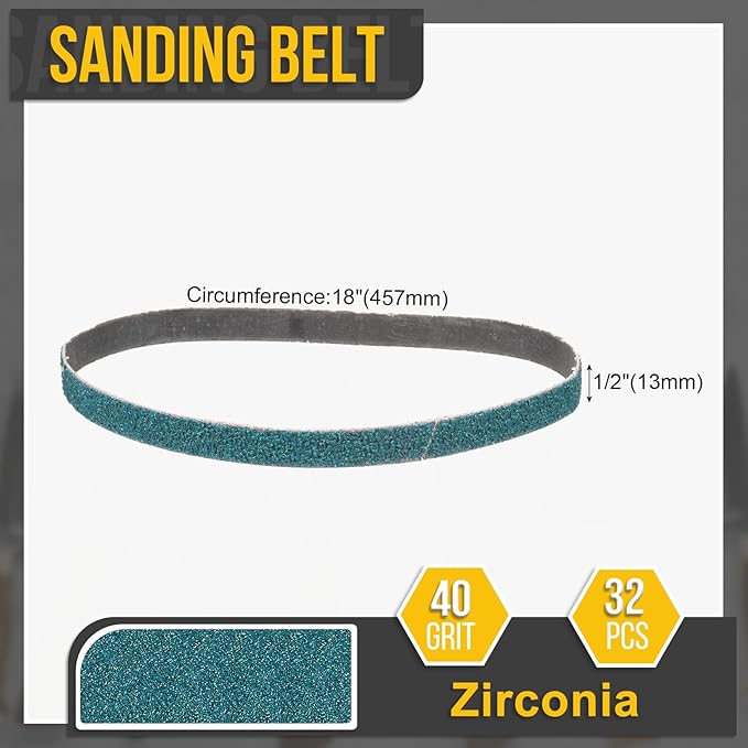 1/2 x 18 Inch Sanding Belt, 10 Pcs 40 Grit Zirconia Knife Sharpener Belts Work Sharpening for Belt Sander Knife Carving Tool Metal Working